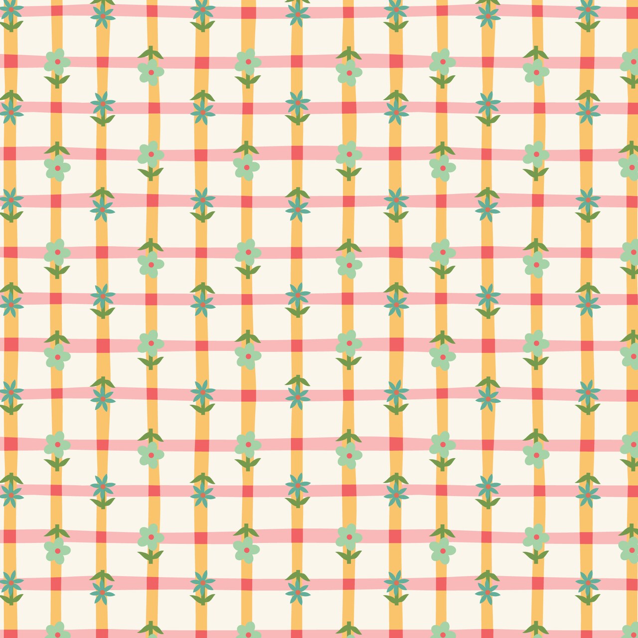 Petal Plaid in Orange Red (228504) | Love Bugs | Jayme Marie Designs | Cloud9